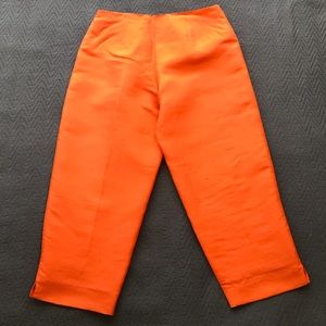 NWT Vintage CLIO Petites 100% Silk Orange Culottes Capris Pants Side Zip 4
